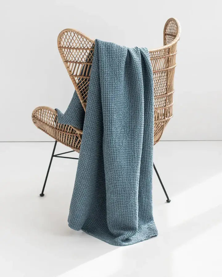 Linen Waffle Throw Blanket