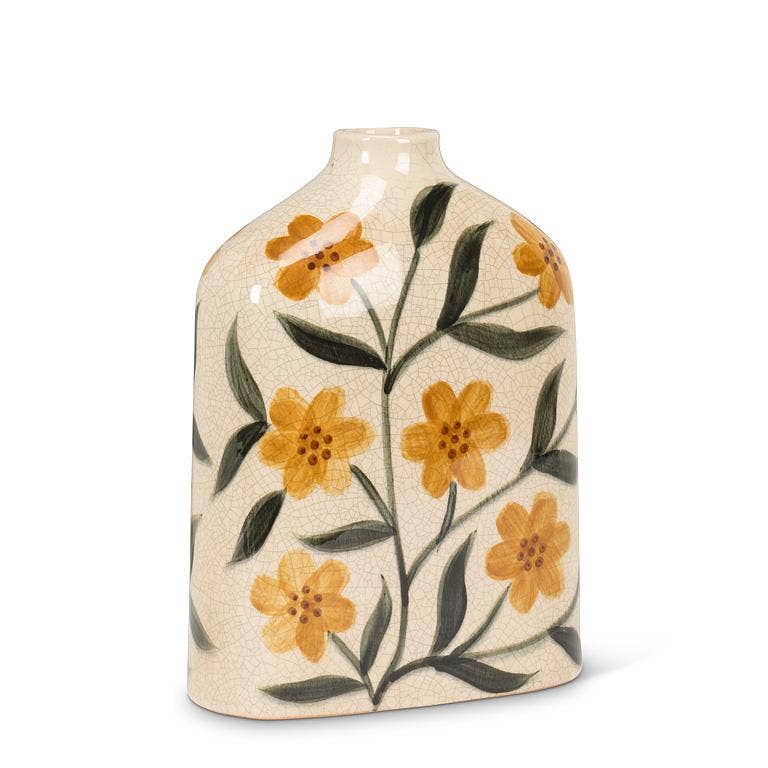 Decorative vase with floral design on a white background