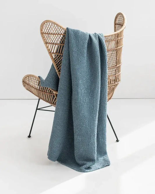 Linen Waffle Throw Blanket