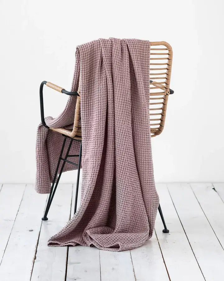 Linen Waffle Throw Blanket